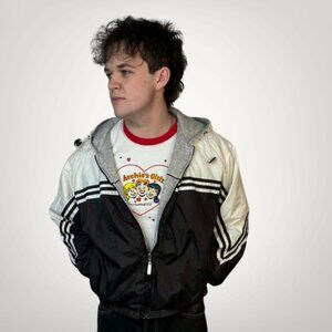 Colourblock Windbreaker Jacket Hooded Retro Sport Jacket S/M